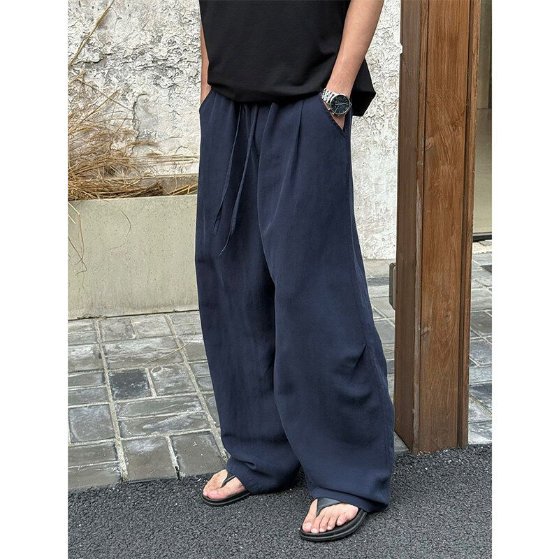 【St·Shen】Lyocell Tencel Linen Blend Relaxed Drape Casual Floor-Length Scimitar Pants for Men and Women