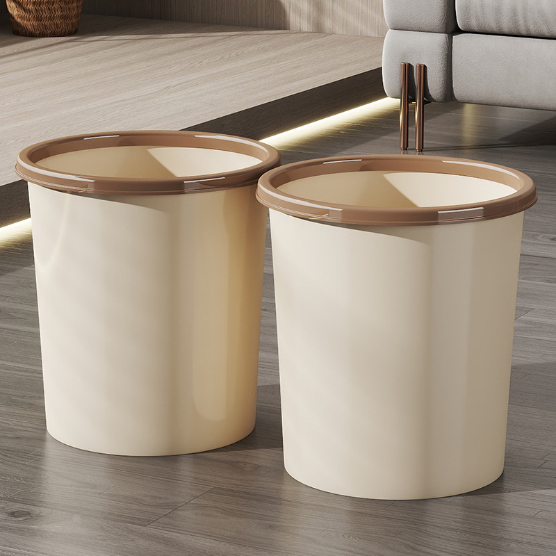 Large Thickened Household Trash Can for Living Room and Kitchen, Lidless Creative Press Ring Bathroom Toilet Waste Bin