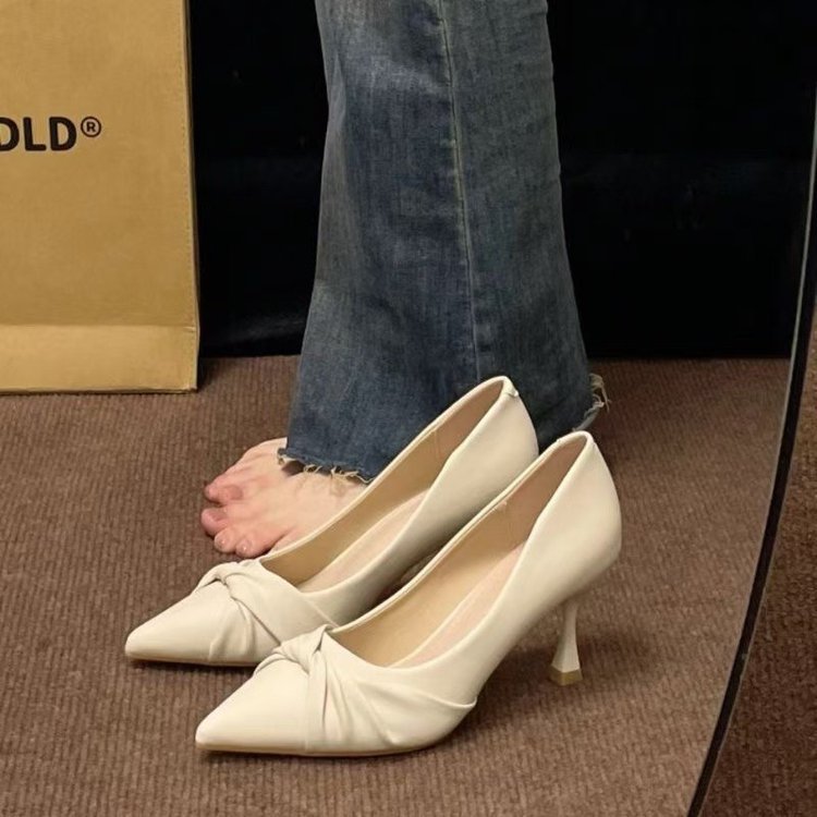 Korean Style Pointed Toe High 2026 Autumn New Versatile Petite Single Shoes Elegant Shallow Mouth Stiletto Heels For_voghion.com
