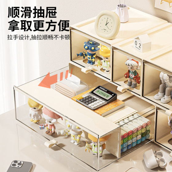 Bubble Mart Hand Storage Box Cream Style Desktop Toy Organizer Dustproof Transparent Badge Millet Storage Box
