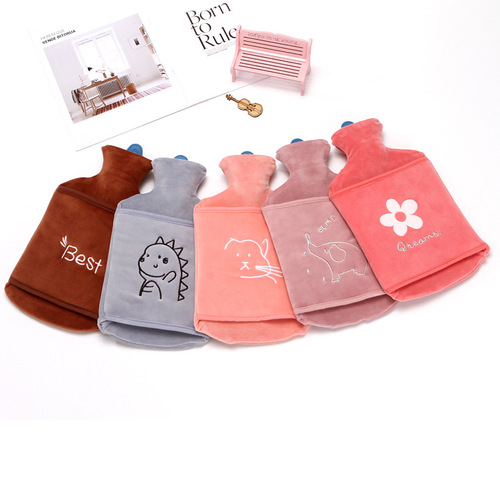 Hot water bottle, portable hot compress, belly warm water bottle, cute water-filled hand warmer bag, multi-model water-filled plush hot water bottle