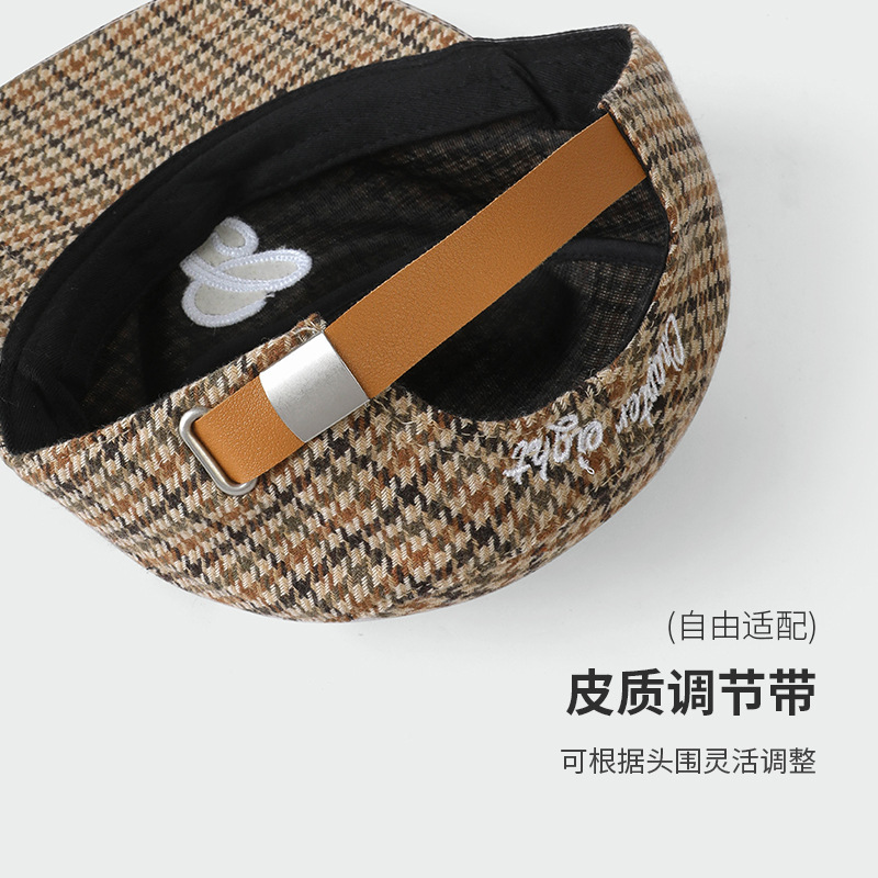 春秋新款帽子美式复古豹纹平檐棒球帽个性立体刺绣平顶格纹鸭舌帽|undefined