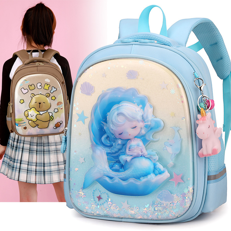 2025 nueva clase de niñas clase media clase larga carcasa dura luz jardín de infantes lindas mochila de estudiantes impermeables mochila de niños