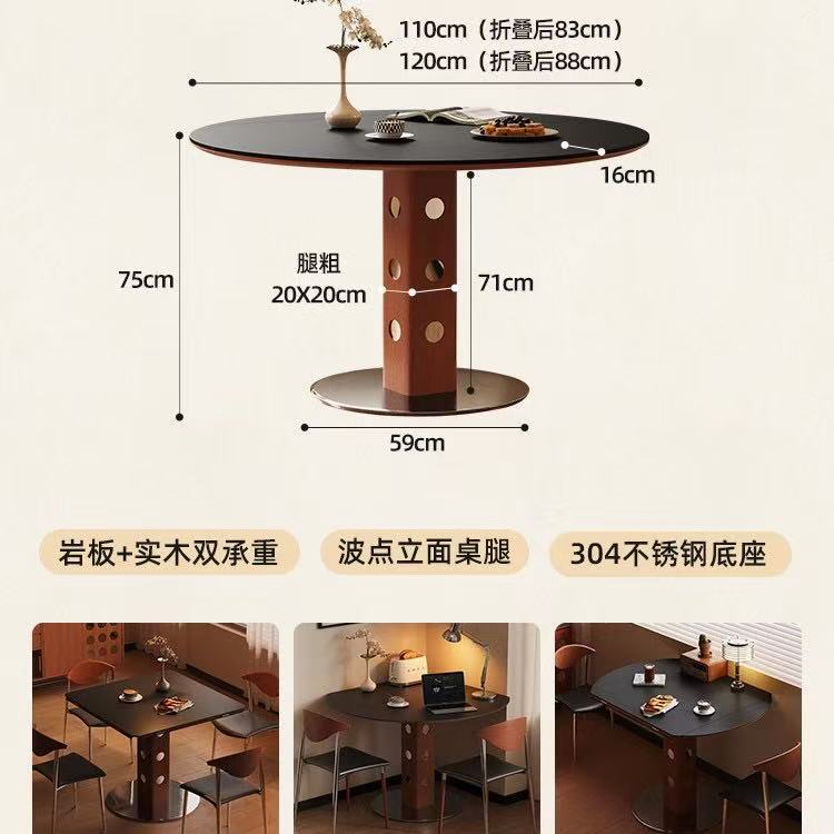 Mesa de comedor plegable cuadrada de madera sólida, mesa redonda de madera sólida, mesa redonda multifuncional para el hogar