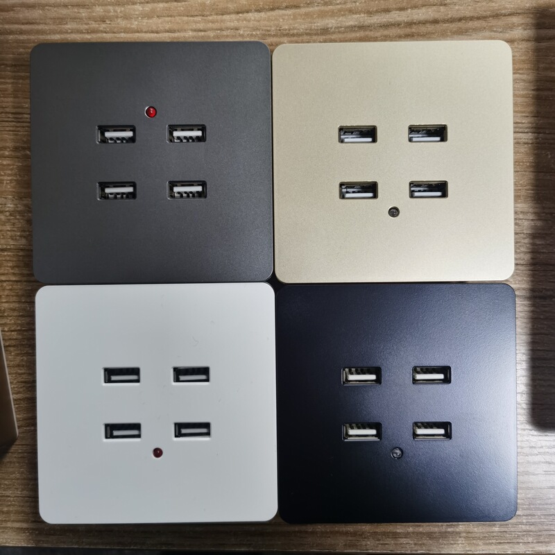 Processing Type 86 Surface-Mounted 36V Two-Hole USB Wall Socket Concealed 220V to 5V Four-Digit Mobile Phone Fast Charging Panel