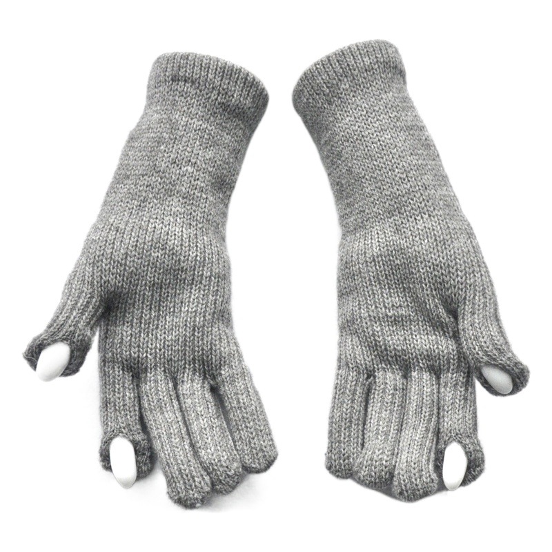 Invierno de las niñas de estilo coreano cálido puño alargado guantes de lana de alpaca gruesa lana de punto guantes de cinco dedos
