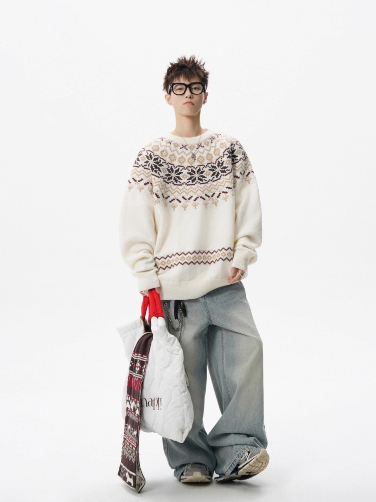 Herren Jacquard Weihnachtsstrickpullover Premium Winter Pullover_voghion.com