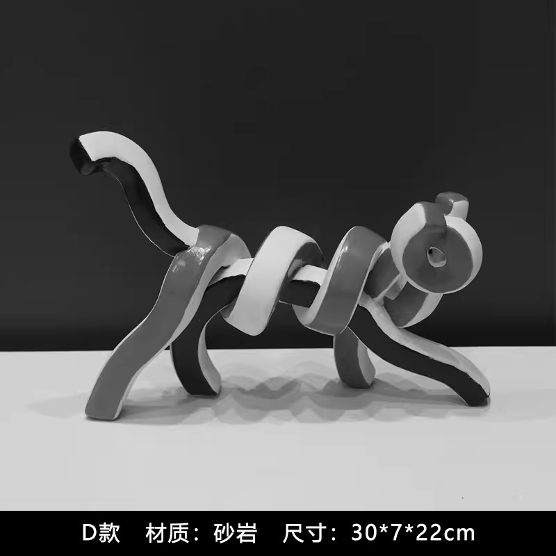 モダンでシンプルなかわいいペットの猫とクマの幾何学的な動物の装飾品北欧ホームモデルルームワインキャビネット子供部屋の装飾|undefined