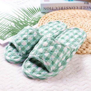Plaid Cotton Fabric Couple's Household Indoor Silent Machine Washable Slippers Simple Home Spring Summer Four Seasons Autumn Winter Cloth Base