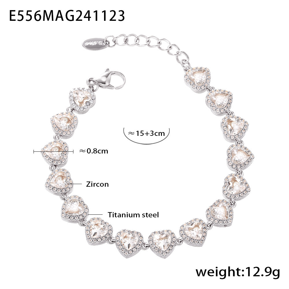 El amor de Zhao Zhao Zirconium brillante empalme pulsera collar ligero temperamento lujoso mujer color transfronterizo conjunto de joyas de acero de titanio