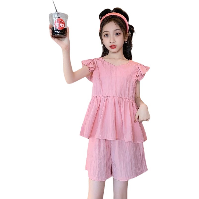 2024 nuevo verano casual traje de moda para niños camisa de manga corta de muñeca estilo occidental Delgado traje de dos piezas