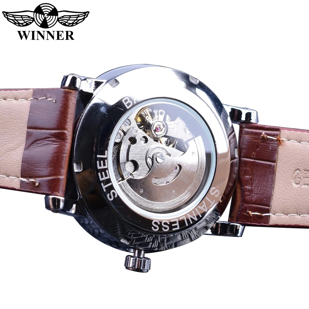 Reloj de moda minimalista para hombres, reloj mecánico automático, esfera de números romanos, reloj de correa de negocios