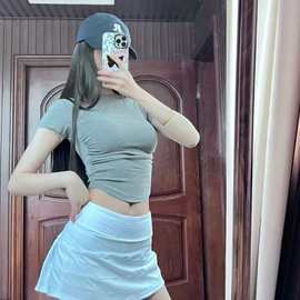 LULU原标Pace Rival中腰短裙带内衬运动网球裙防走光瑜伽服三褶裙