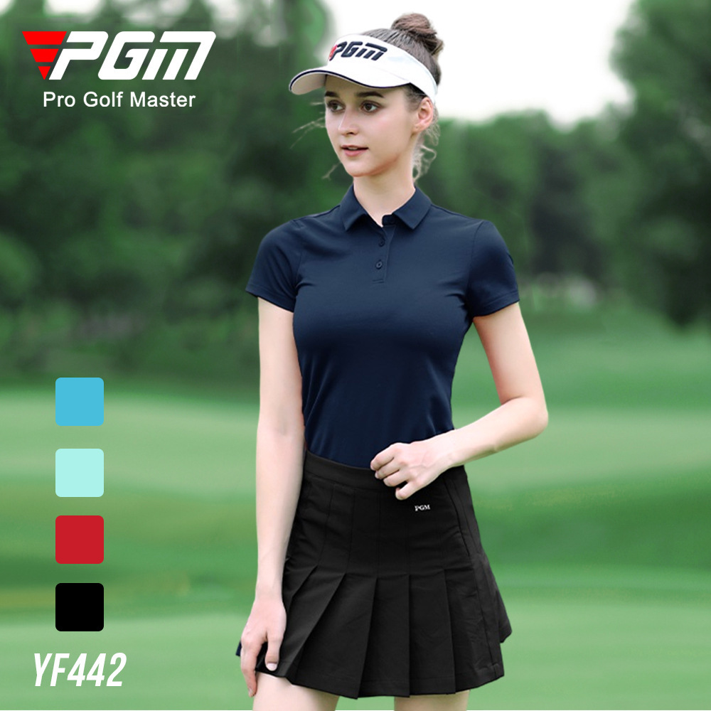 Áo thun golf nữ ngắn tay thể thao thoáng khí — YF442-màu xanh đậm, YF442-màu đỏ, YF444-màu đỏ hoa hồng, YF442-Đen