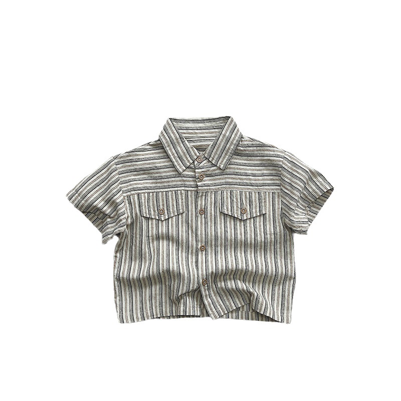 Niños camisa de manga corta en verano niño vertical bar personalidad femenina coreana Sen marea niños camiseta niños Chaqueta de algodón