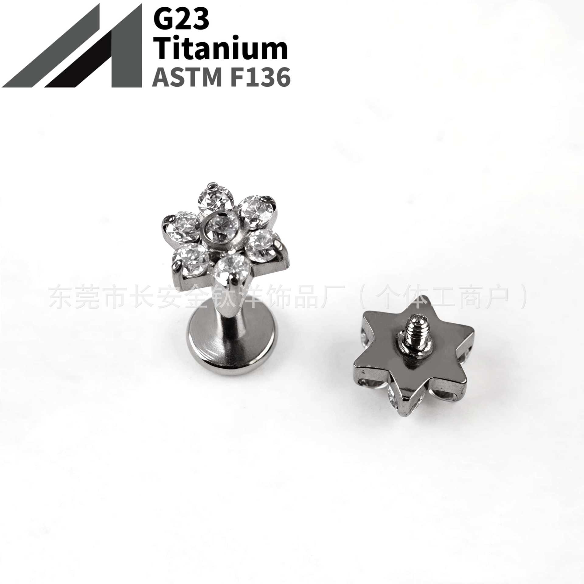 16G labret stud size and finish detail