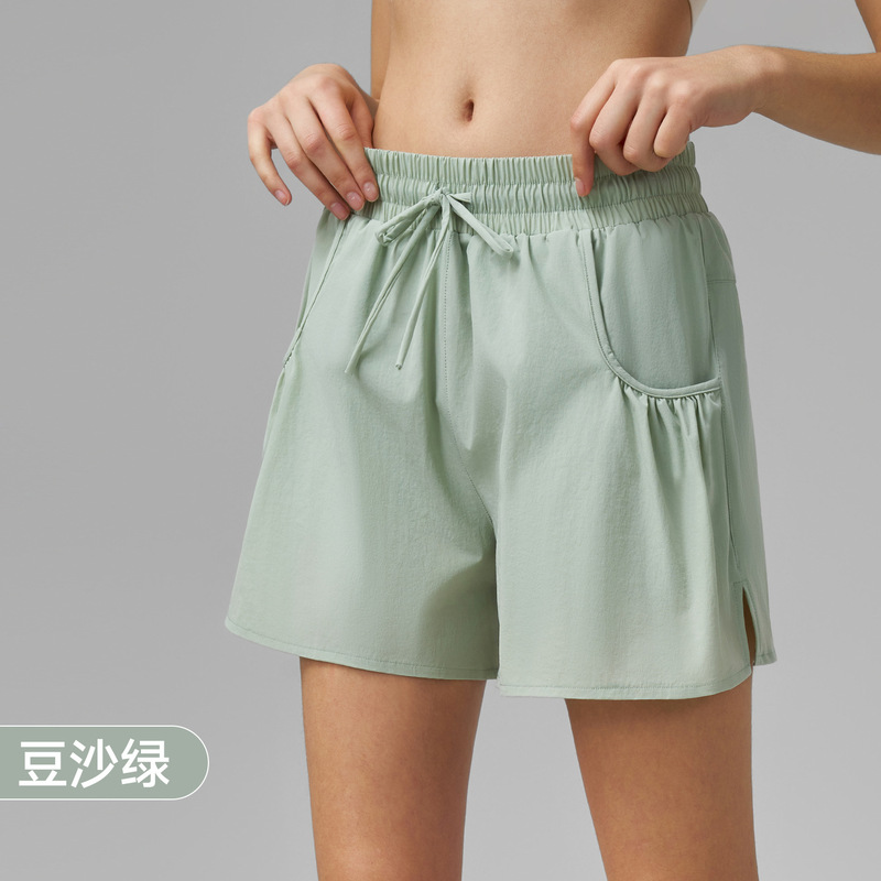 露出防止速乾ヨガショーツ、着痩せフィットネスパンツ、花柄ポケット付きスポーツショーツ、女性用アウターウェア、2025年新作|undefined