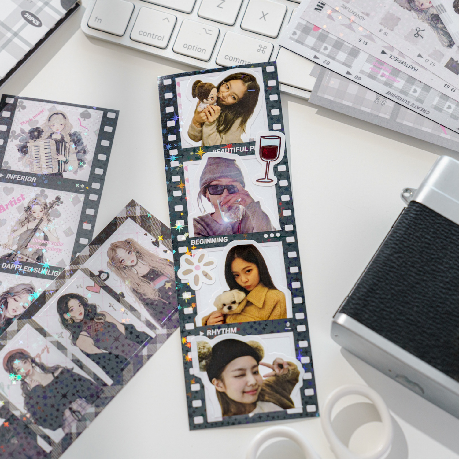 Azúcar poesía flash arena placa de papel de bronce pegatinas cortadas por matriz en la vida de cuatro series de pegatinas de niñas cuentas de mano pegatinas decorativas