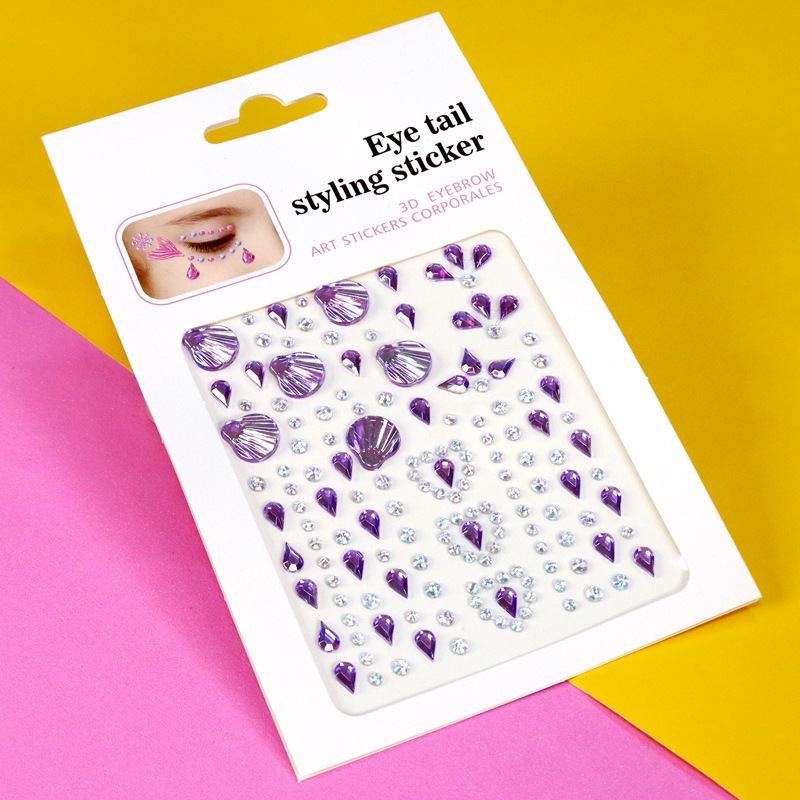 Pegatinas de Pedrería para Maquillaje Facial y Ojos de Resina Autoadhesivo Brillante para Maquillaje Facial y Ojos