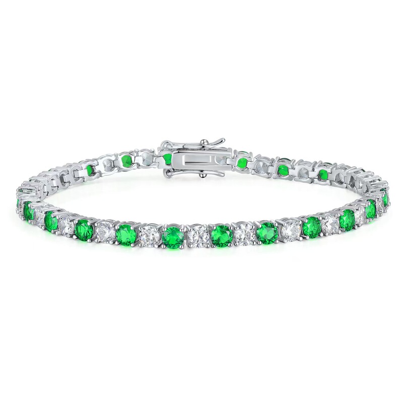 Amazon Cross-Border Hot-Selling 4mm Hip-Hop Tennis Bracelet with Intercolor Zircon, High-End Luxury Bracelet Wholesale Amazon Cross-Border Hot-Selling 4mm Hip-Hop Tennis Bracelet with Intercolor Zircon, High-End Luxury Bracelet Wholesale