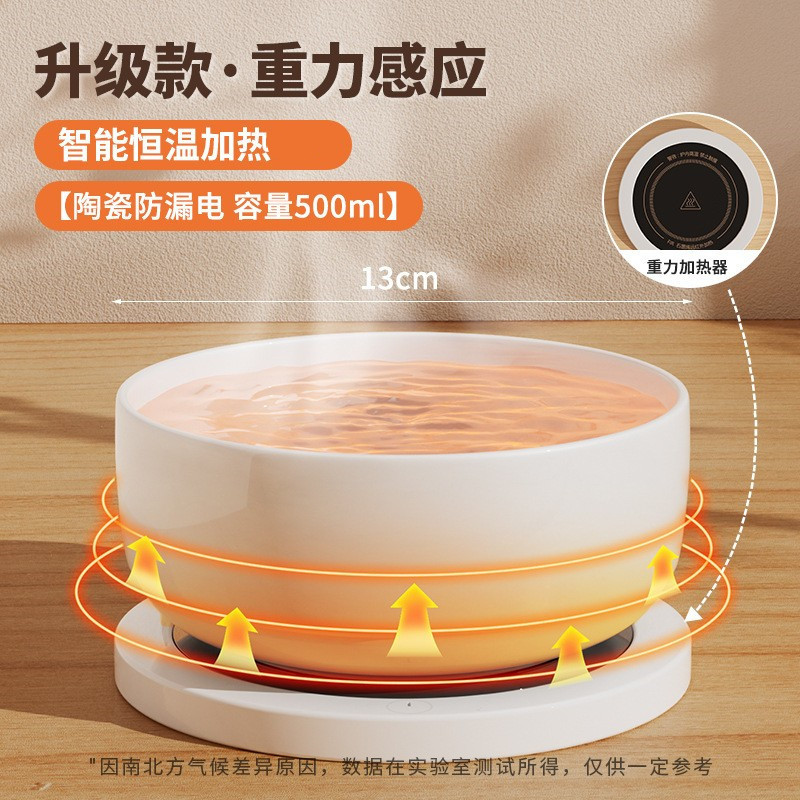 Nuevo tazón de calefacción de cerámica inteligente temperatura constante dispositivo para beber gato mascota tazón de perro tazón anti-seco quema transfronteriza venta al por mayor