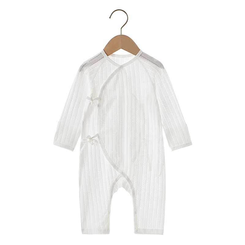 Recién nacido aire acondicionado ropa verano manga larga mono bebé mameluco bebé protección del vientre
