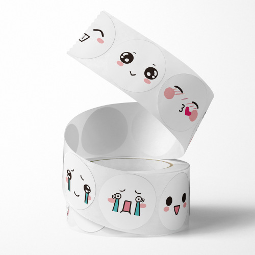 Cute and funny 8 expression toy smiley face stickers for teachers and children reward labels sealing stickers 500 pcs/roll