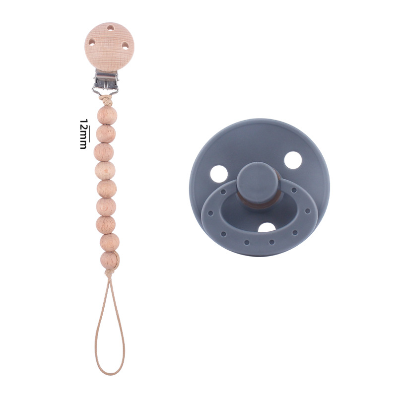 Nuevos suministros para bebés Beech chupete cadena calmante bebé redondo de silicona chupete mordedura molar traje de dos piezas