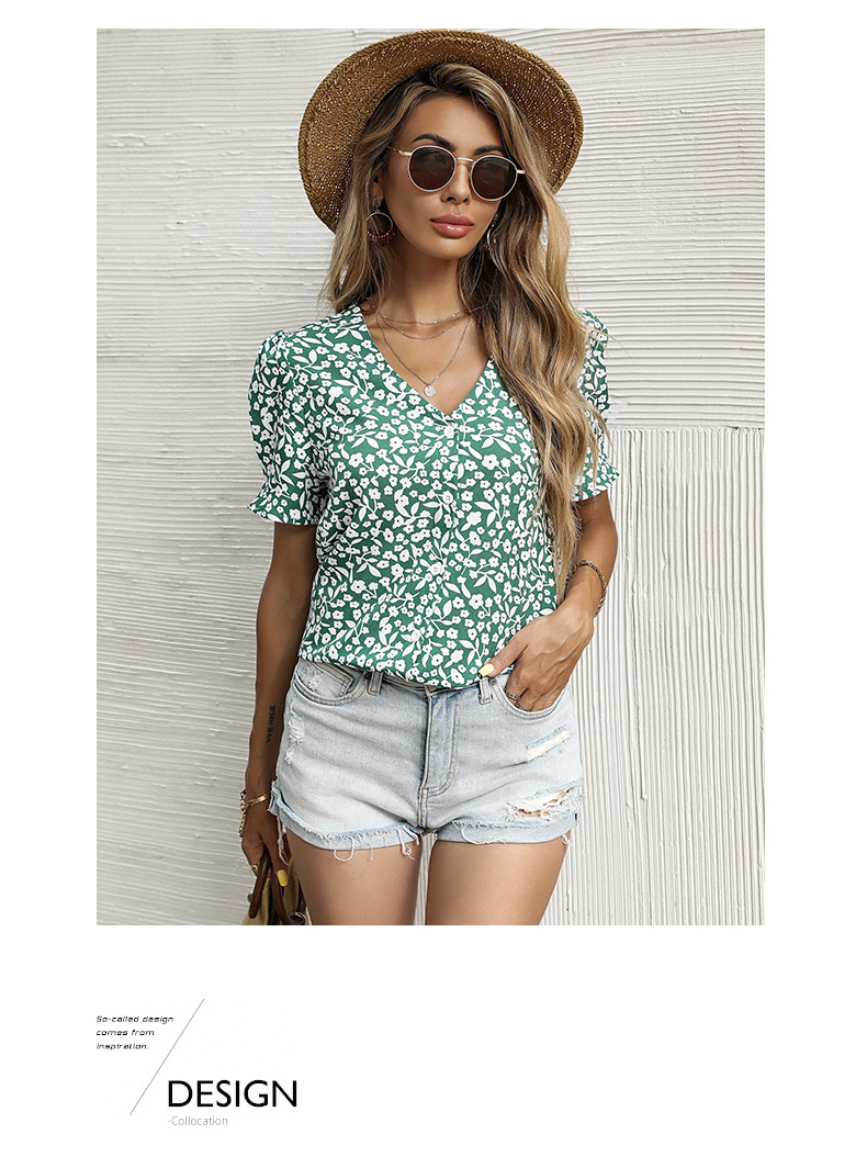 Floral Printed Short-Sleeved Chiffon T-Shirt NSDMB102888