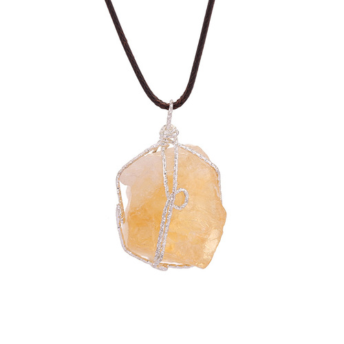 Cross-border natural crystal rough stone pendant irregular wire wound necklace diy jewelry accessories crystal pendant pendant