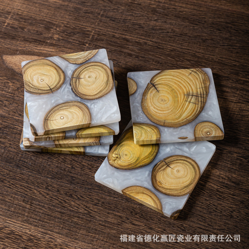 Posavasos de boj transfronterizo posavasos de té posavasos de resina aislamiento térmico Posavasos de madera maciza creativa Posavasos para el hogar Ceremonia del té cero