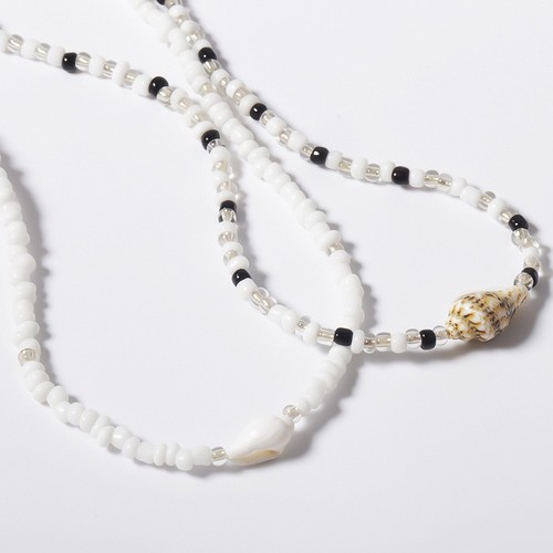 European and American foreign trade retro accessories, personalized simple abalone rice bead two-piece mixed color irregular rice bead necklace