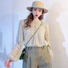 ショッピングモールの2025年秋の新作婦人服、フレンチスタイルの小さなレースアップ、万能な水玉模様のツーピース長袖シャツ
