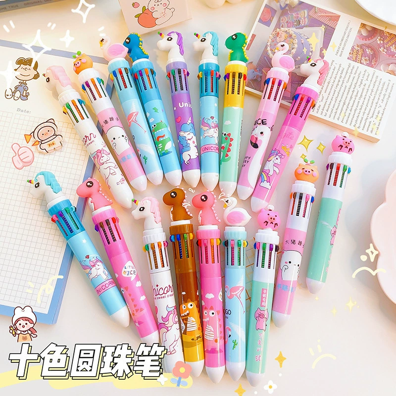 Новая девушка сердце креативный мультфильм силиконовая 10-цветная шариковая ручка