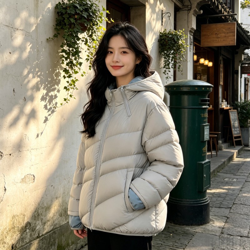 2026年冬季新款撞色大码连帽情侣款棉服女宽松加厚保暖高级感棉袄