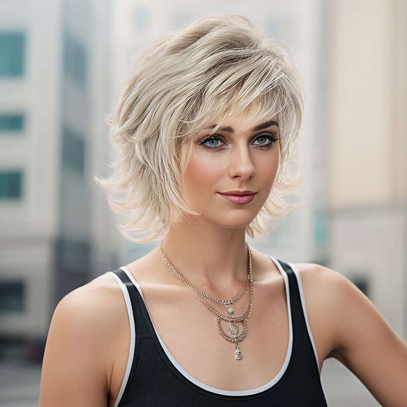 工場直売の外国貿易のかつらの女性のショートヘアの外で短いカールの混色の茶色の金色の間色の1枚の髪を上げます。|undefined