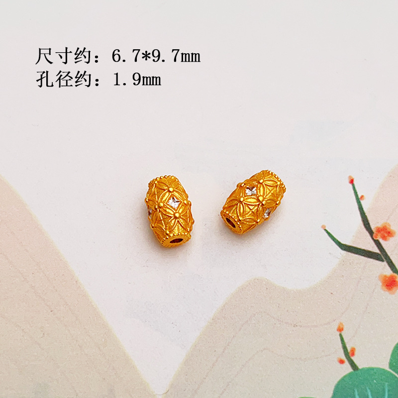 S925 Ancient Gold Sterling Silver Accessories Crystal Bracelet Gourd Spacer Beads Waist Beads Fortune Tassel Pendant Bracelet Pendant