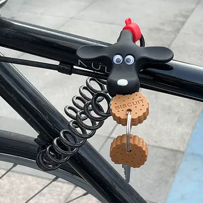 Creative puppy bicycle helmet lock cabinet lock safety lock safety lock cartoon children's car lock (Helmet lock) - upgraded-black-puppy-spring-lock