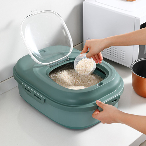 Kitchen foldable storage rice storage bucket, transparent sealed 50 catties miscellaneous grain rice bucket, household moisture-proof and insect-proof 30 catties rice box