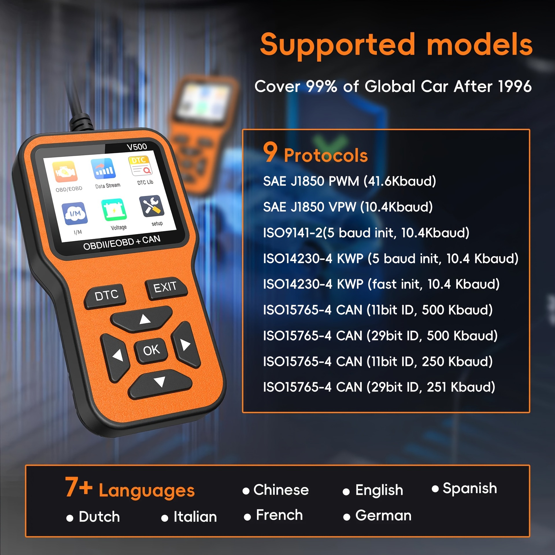 V500 Car Fault Detector Obd Engine Fault Light Clearing Code Reader Obd2 Dedicated for Fuel-Powered Vehicles
