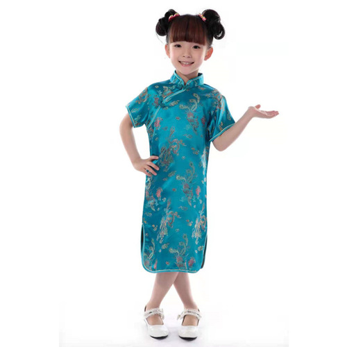 Chinese Qipao Dress for girls kids  Dragon and Phoenix Brocade Cheongsam Tang Suit for kids Chinese New Year celebration Dress for girl