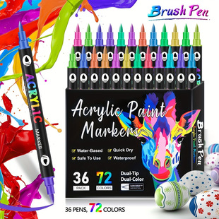 Amazon Hot Sale Double Head Two Color Acrylic Marker Pen Children Painting Stationery suit 72 Color Painting Pen Marker