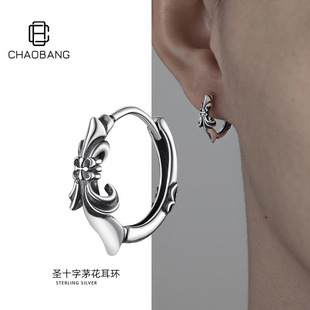 Cross earrings for men, fashionable and high-end earrings, retro distressed earrings, hypoallergenic trend, Yiwu best-selling accessories