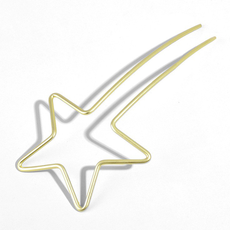 New Metal Hairpin Five-pointed Star Love Headdress Fashion Simple Hairpin Plate Hairpin Hair Accessories Behind The Head display picture 3