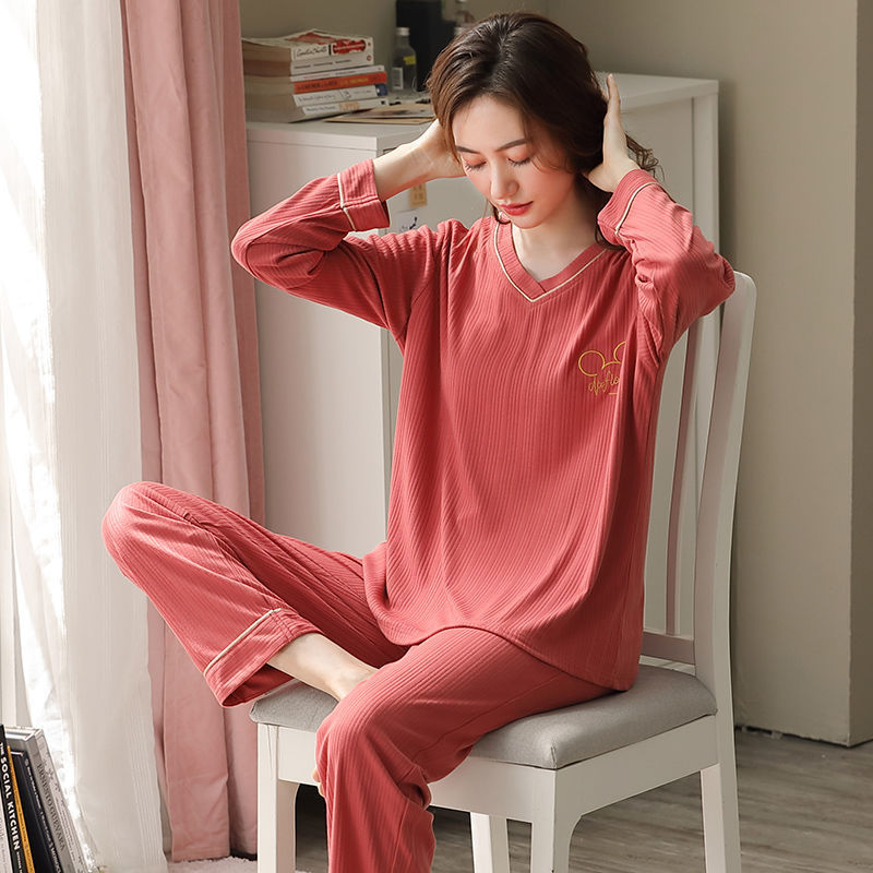 Pijamas mujer primavera y otoño 100% algodón de manga larga delgada Otoño e Invierno 2021 nuevo otoño hogar desgaste traje