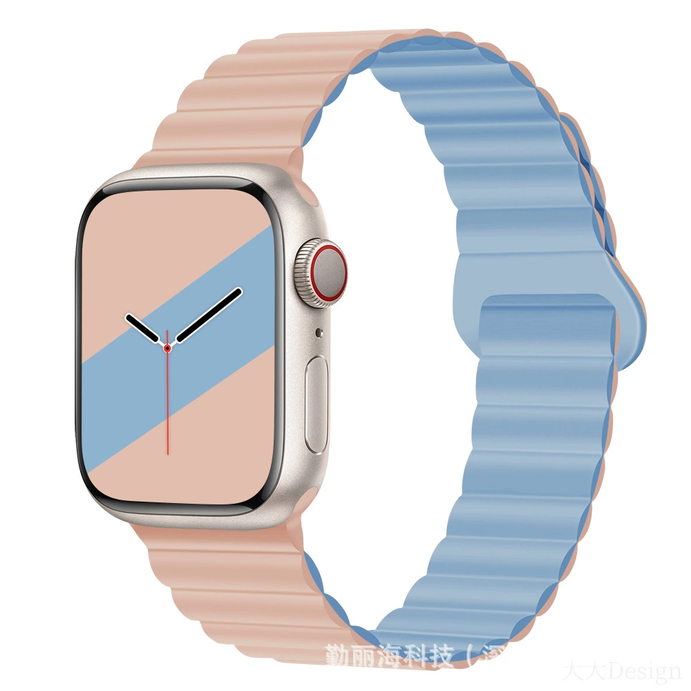 Силиконовый магнитный ремешок для Apple Watch iWatch 10/AppleWatch 9, двухцветный, размеры 38/40/41 & 42/44/45/49 мм