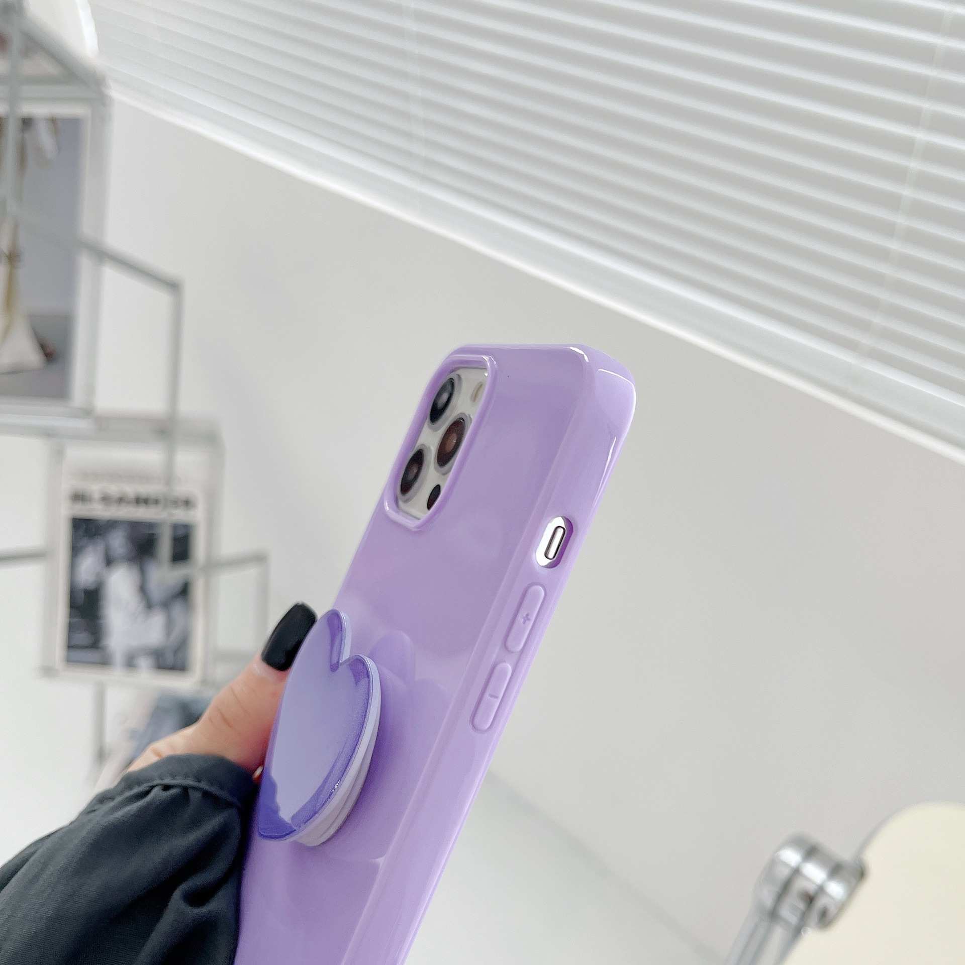 50g Weight Purple, Red, Green, Yellow Color Nihaojewelry Wholesale Accessories Simple Jelly Color Heart Bracket Mobile Phone Case 7