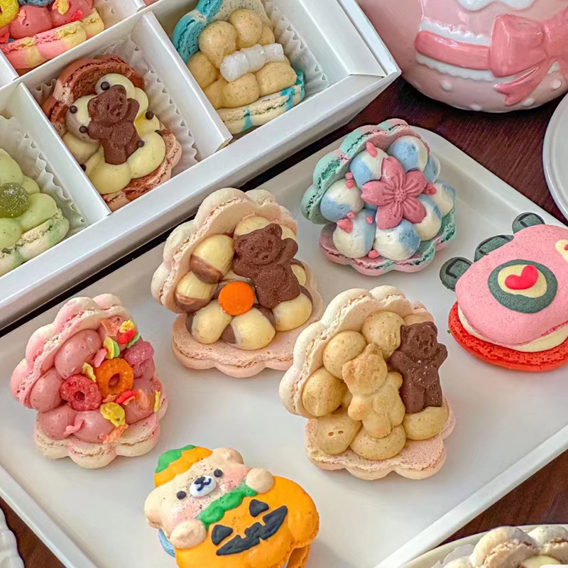 Macarons cake decoration baking color non-sandwich semi-finished powder blue biscuits French pastry dessert commercial