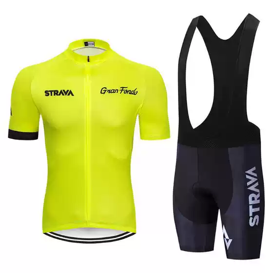Cross-Border Supply STRAVA Cycling Jersey Short Sleeve Set with Bib Shorts, Bike Apparel, Custom Logo Available, Factory Direct
