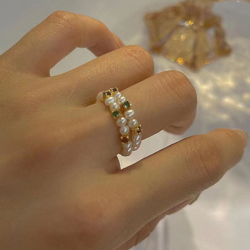 Perlen Ring Mit Diamanten Für Damen Vintage Design Ring_voghion.com